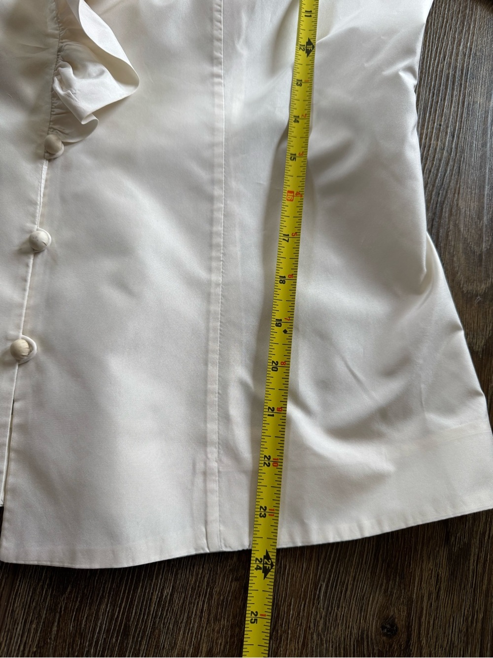 J. Peterman 12 Cream Ruffled Collar Silk Blouse - Picture 9 of 10